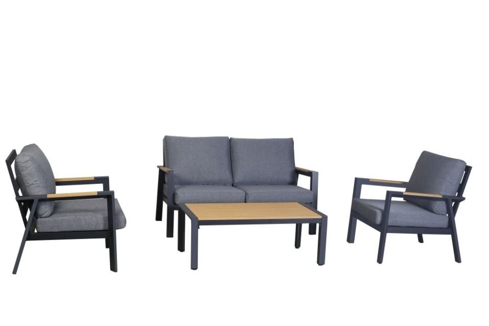 Gri Alüminyum Bahçe Oturma Grubu – 2+1+1 ve Masalı