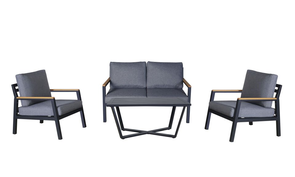 2+1+1+Coffee Table - Aluminum - Gray - Garden Seating Group
