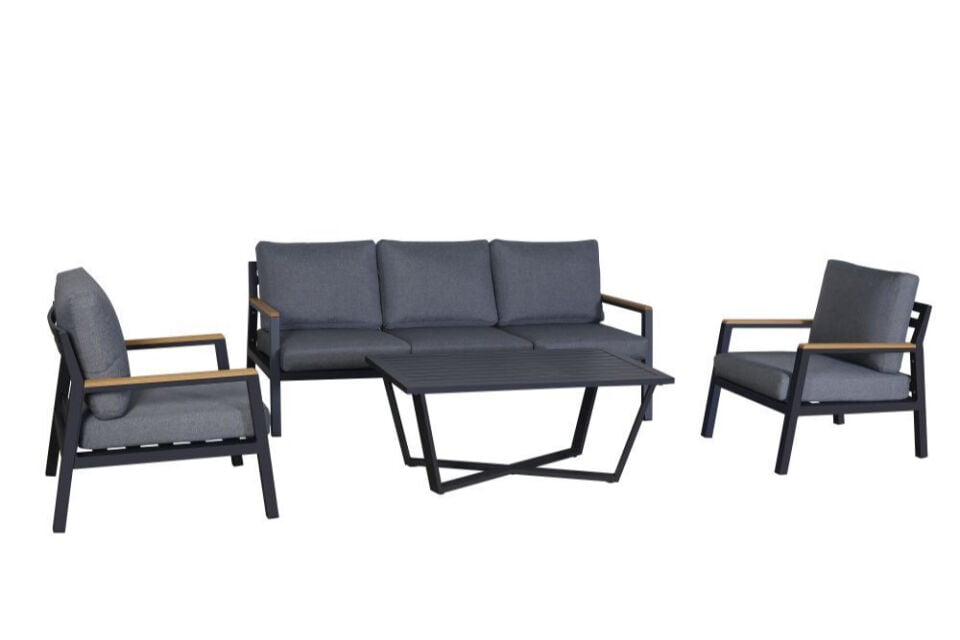 Garden Seating Group 3+1+1+Coffee Table Aluminum Gray