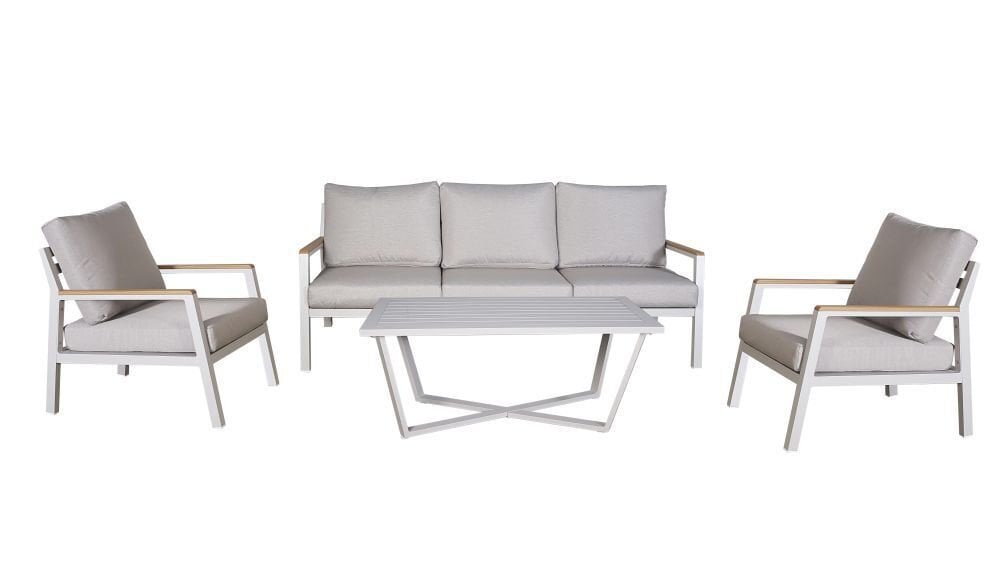 3+1+1+Sehpa - Alüminyum - Bej - Bahçe  Oturma Grubu 10cm