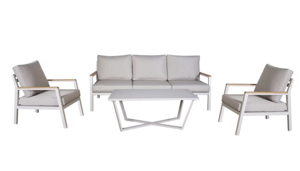 3+1+1+Sehpa - Alüminyum - Bej - Bahçe  Oturma Grubu 10cm