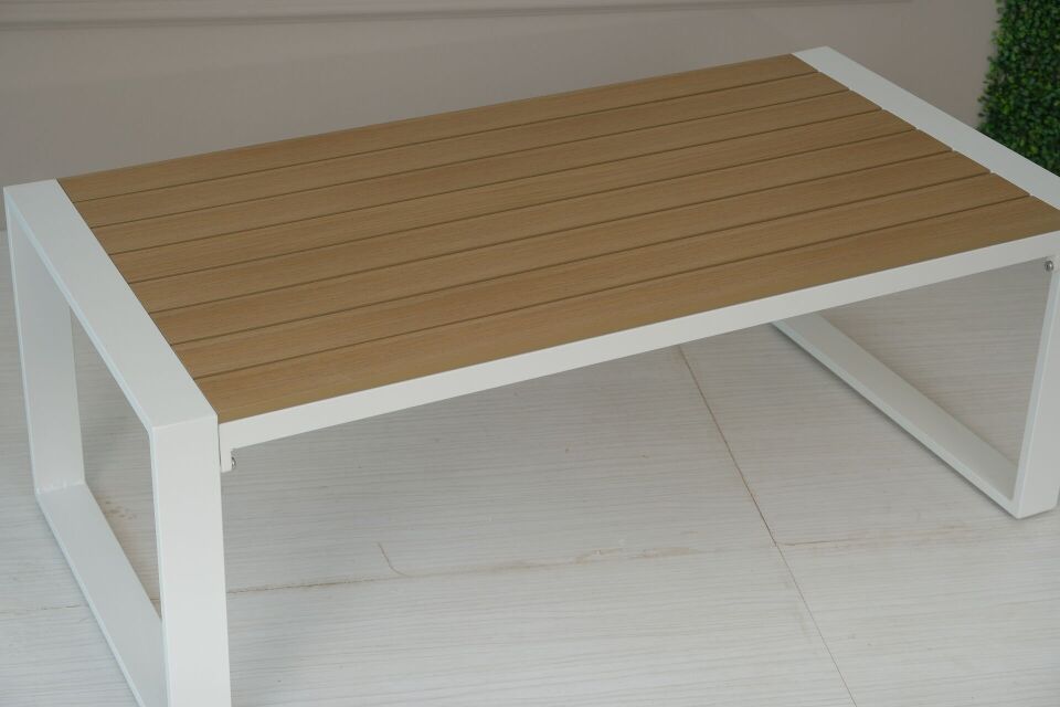 3+1+1+Masa - Bahçe Koltuk Takımı - Alüminyum - Gri-Beyaz