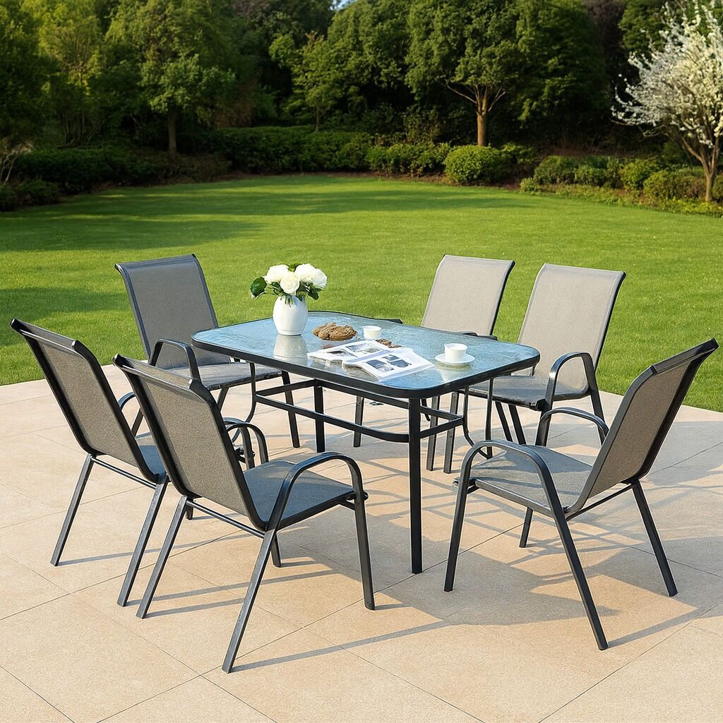 6 Sandalye 1 Masa - Bahçe Masa Sandalye Takımı - Metal