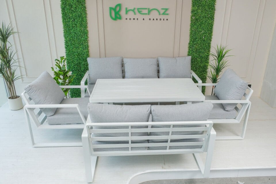 Beyaz Bahçe Koltuk Takımı 3+2+1+1+Sehpa - Alüminyum