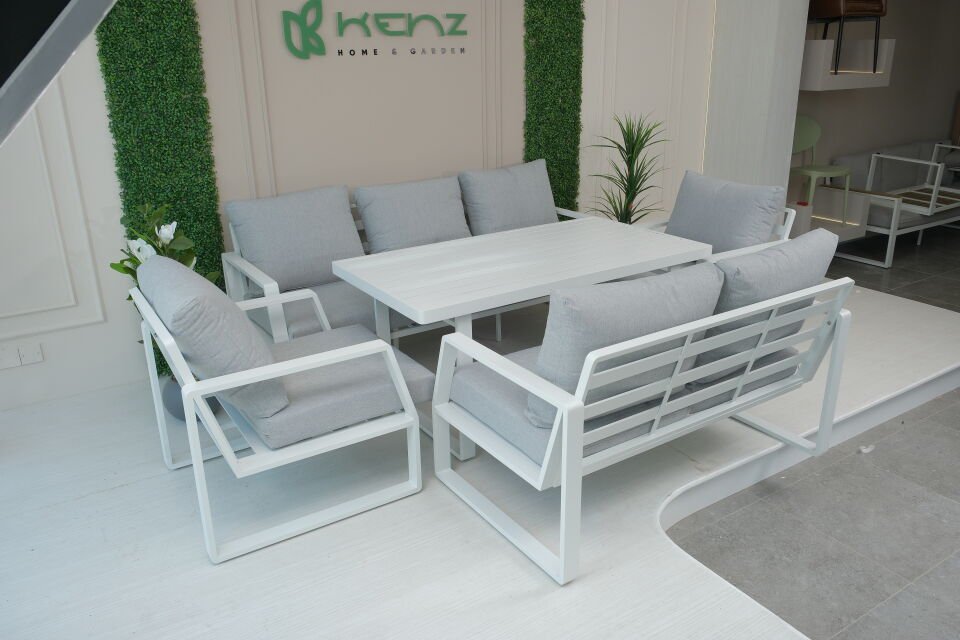 Beyaz Bahçe Koltuk Takımı 3+2+1+1+Sehpa - Alüminyum