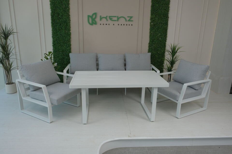 Beyaz Bahçe Koltuk Takımı 3+2+1+1+Sehpa - Alüminyum