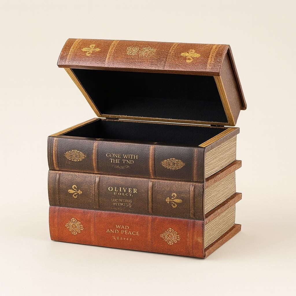 2’li Kapaklı Vintage Kitap Görünümlü Hediye Kutusu