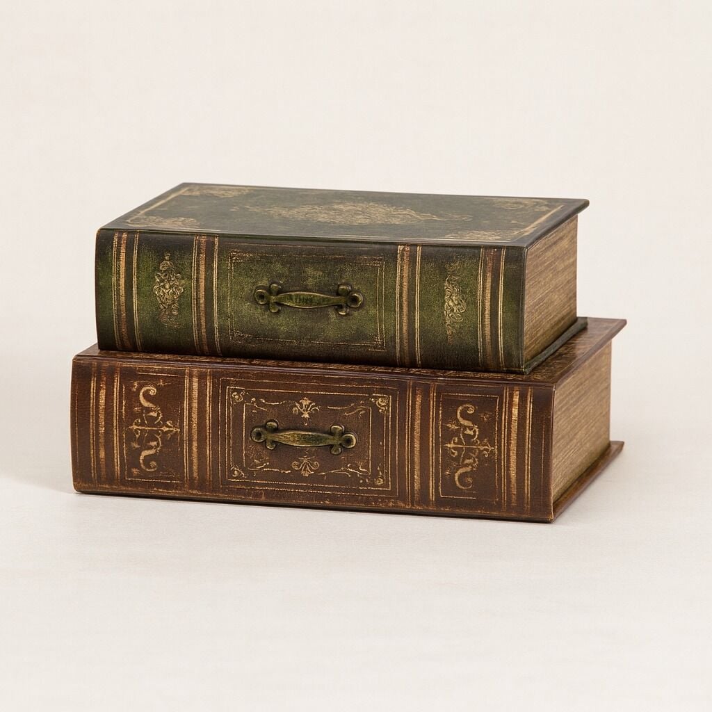 2’li Vintage Kitap Görünümlü Dekoratif Hediye Kutusu