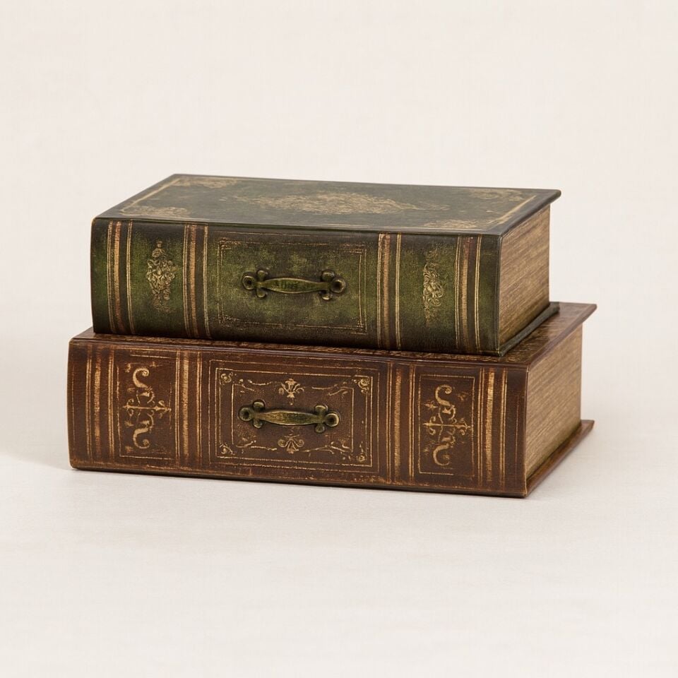 2’li Vintage Kitap Görünümlü Dekoratif Hediye Kutusu