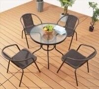 Balkon Seti 4 Sandalye + Sehpa (Siyah)