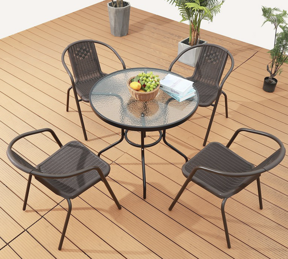 Balkon Seti 4 Sandalye + Sehpa (Siyah)