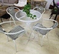 Balkon Seti 4 Sandalye + Sehpa (Beyaz)