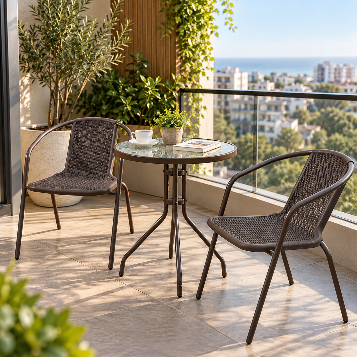 Balkon Seti 2 Sandalye + Sehpa (Siyah)