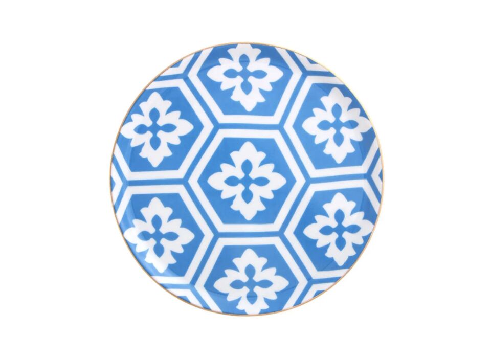 Porland Morocco Desen2 Mavi Düz Tabak 24cm