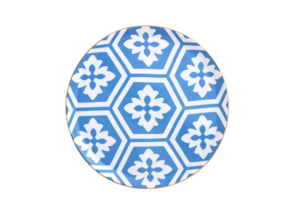 Porland Morocco Desen2 Mavi Düz Tabak 28cm