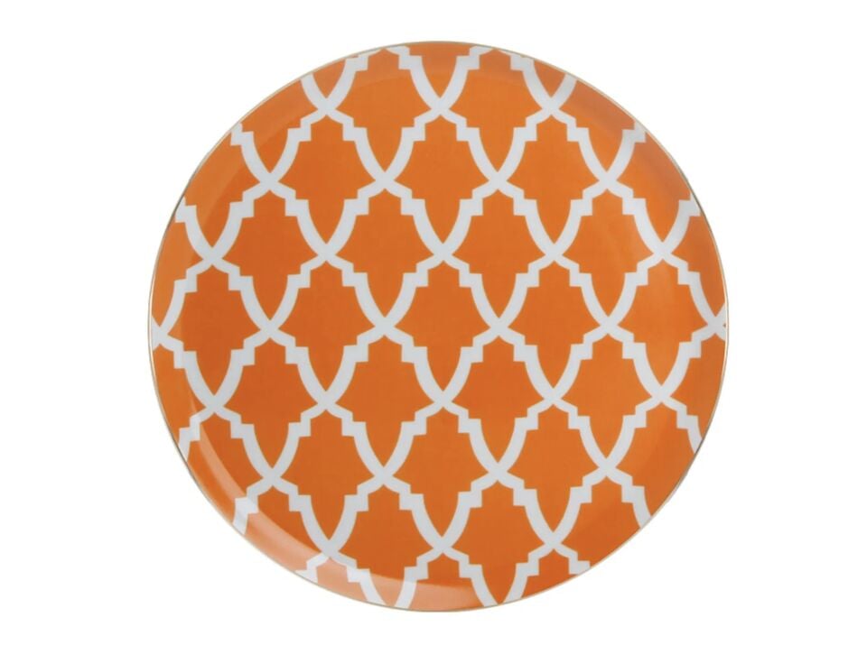 Porland Morocco Desen3 Turuncu Düz Tabak 28cm
