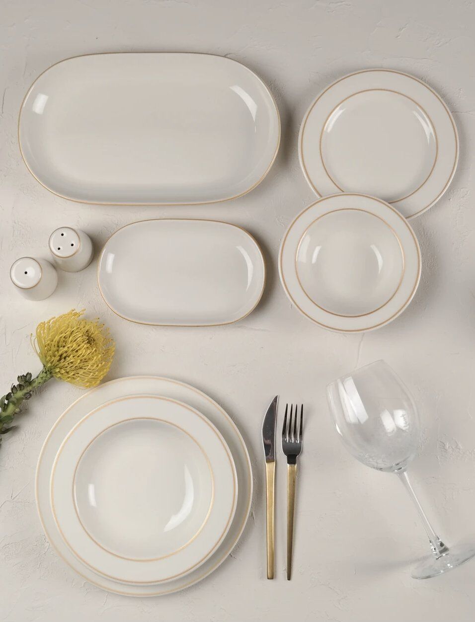 Porcelain Gold File - Bonsai Dining Set 53 Pieces