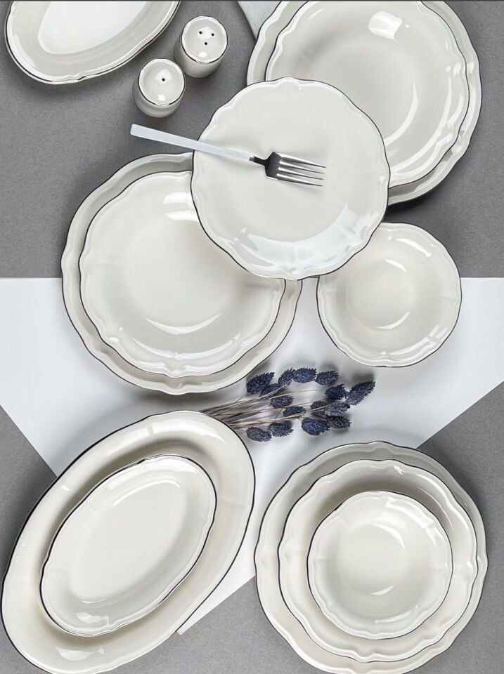 Porser Platin Yaldız - Fulya Yemek Seti 53 Parça