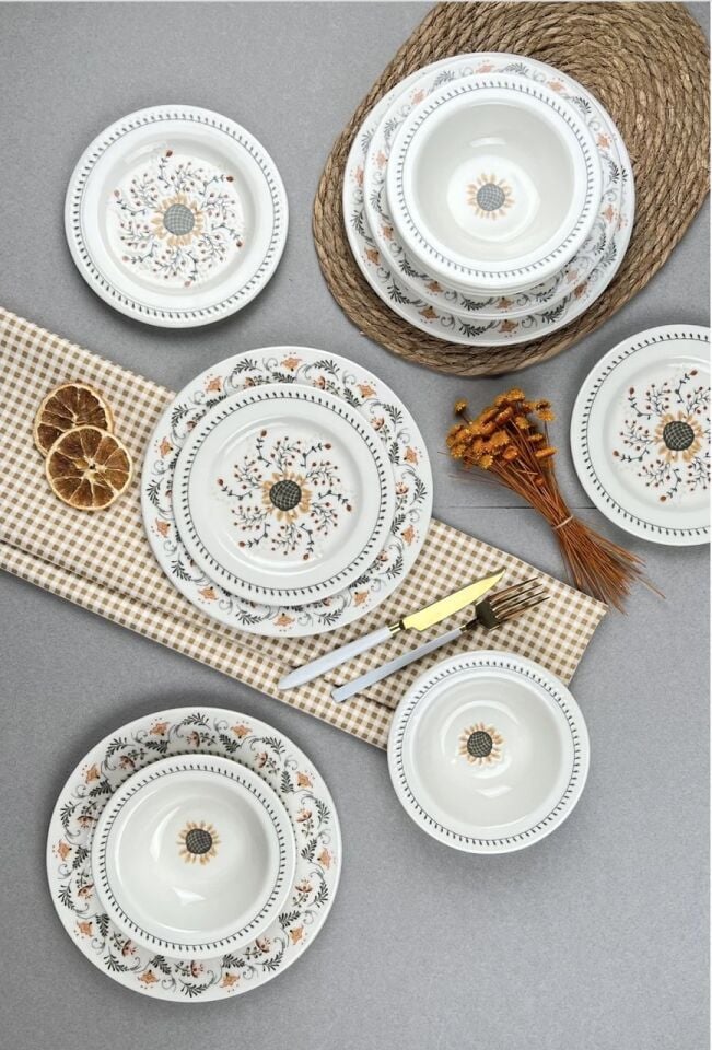 Porser Sunflower - Bonsai Yemek Seti 24 Parça