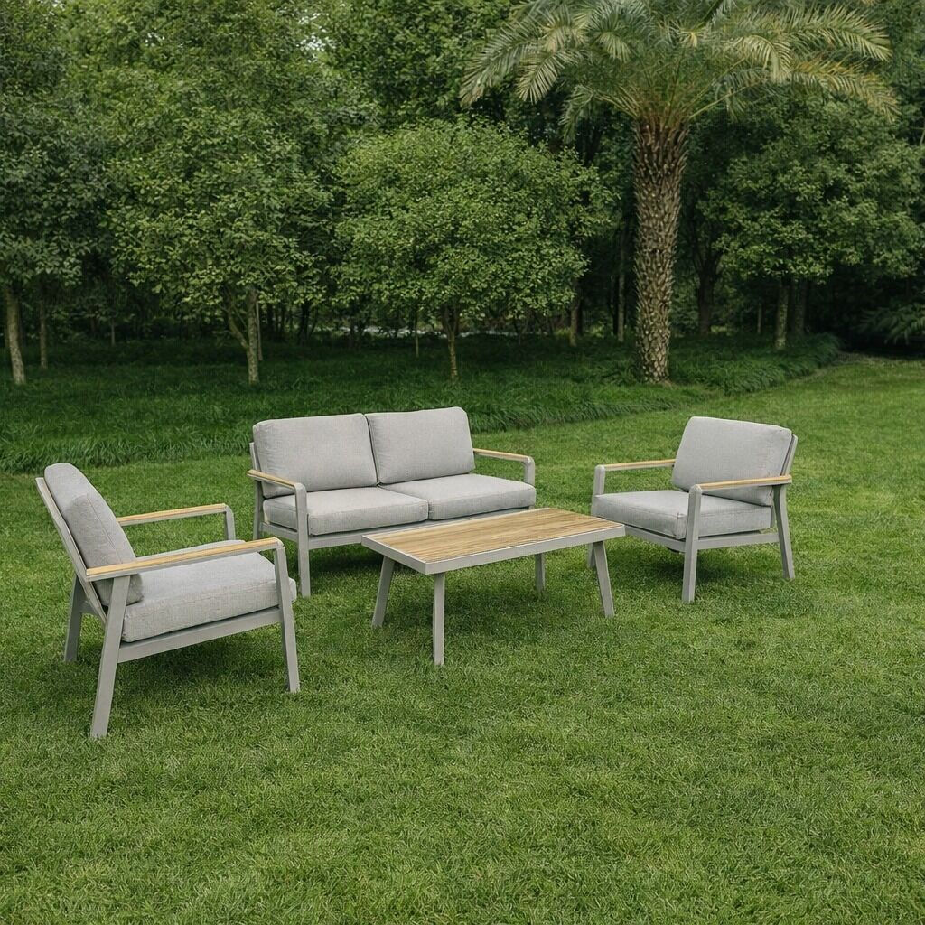 2+1+1+Sehpa - Metal- Bej - Bahçe  Oturma Grubu
